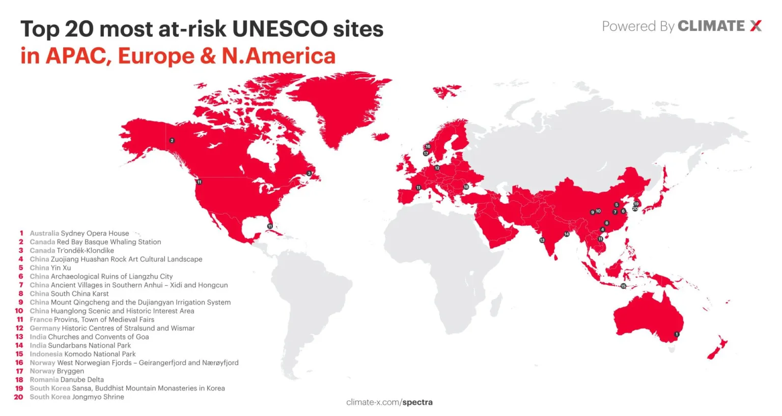 Estos son los 50 lugares patrimonio de la Unesco más amenazados por la crisis climática