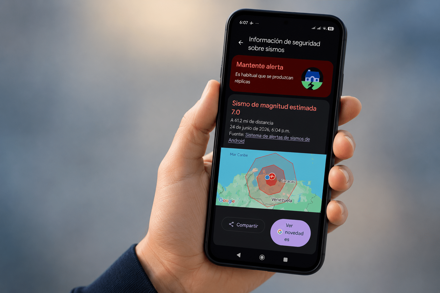 Google logró avisar del terremoto de Venezuela segundos antes gracias a la red global de Android