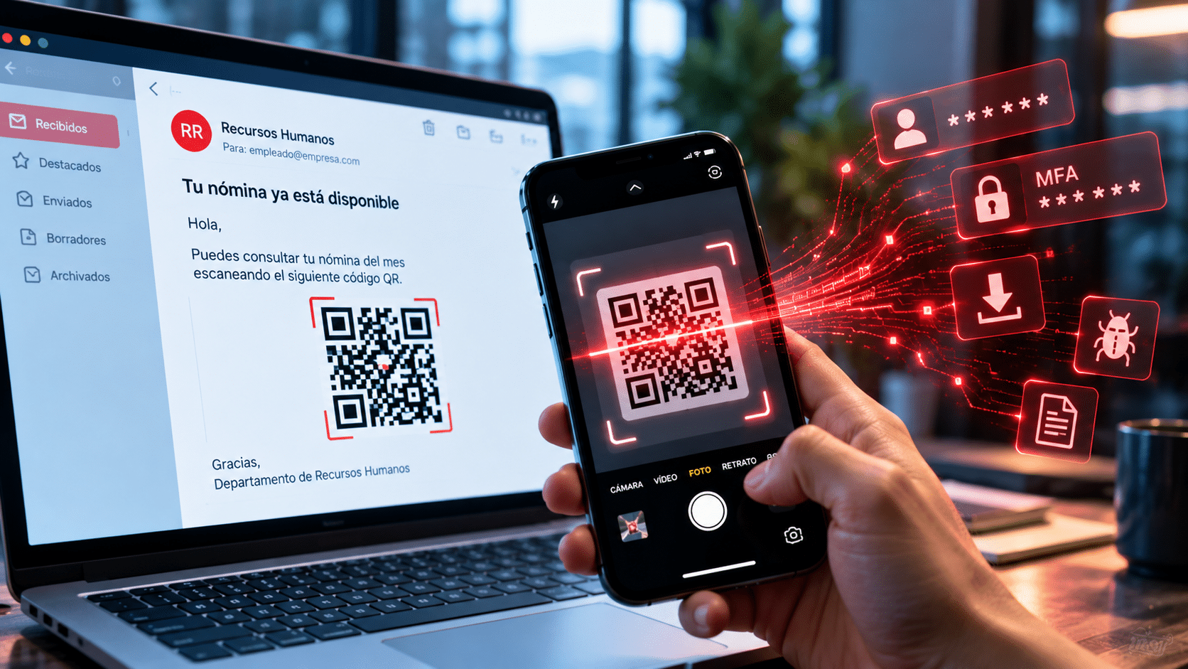 El quishing gana terreno: los códigos QR ya aparecen en el 11% de los correos de phishing